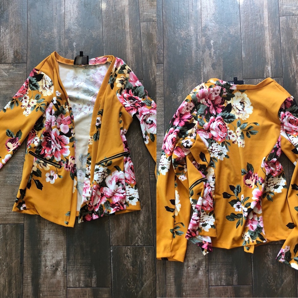 Fall Floral Blazer Cardigan